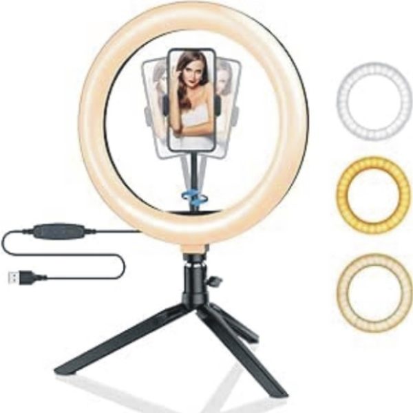 Ring Light, 10-Inch Ring Light With Bracket, Mobile Phone Tripod With Light